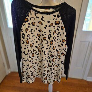 Medium Sunshine & Rodeo leopard & waffle top
